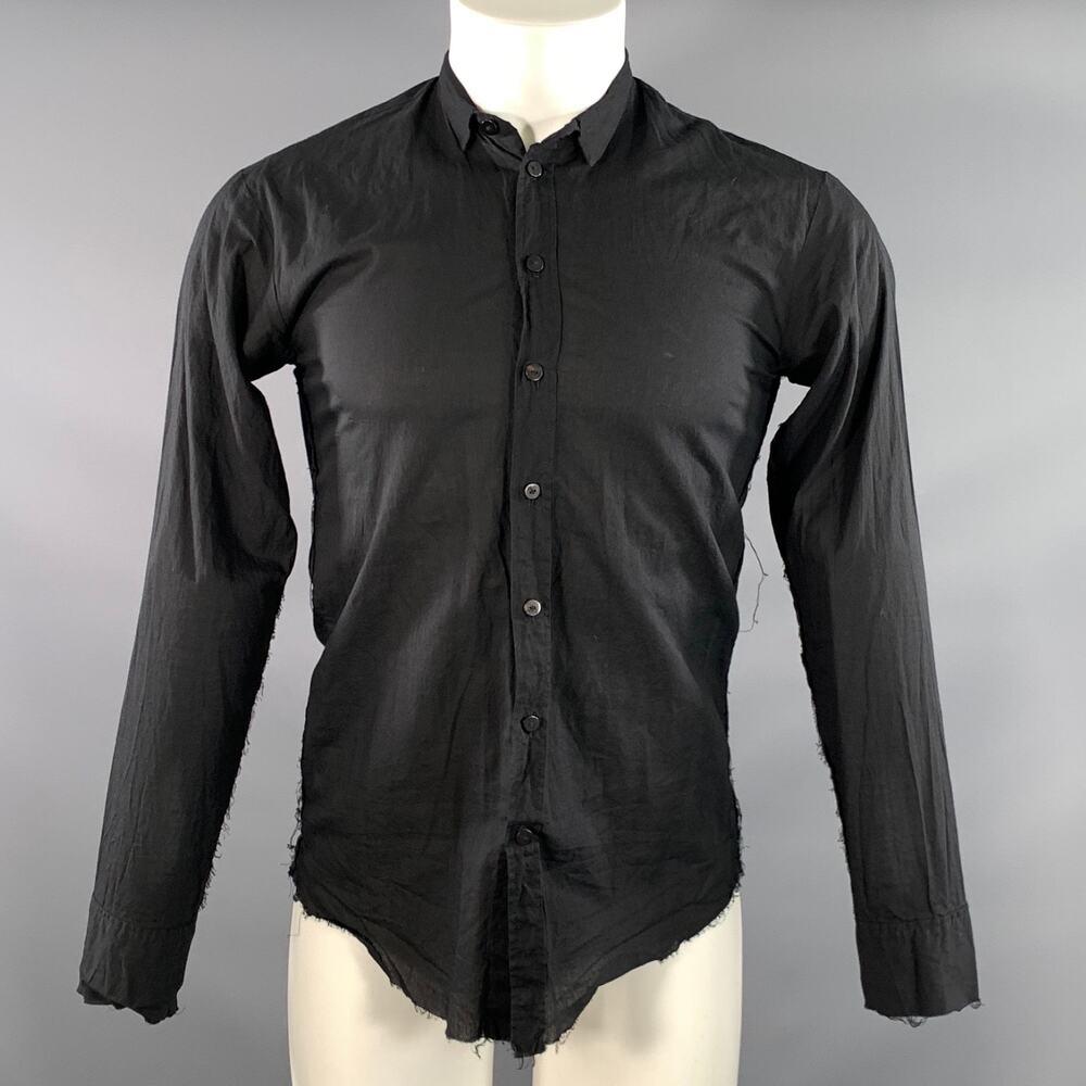 ELENA DAWSON Size S Black Cotton Blend Long Sleeve Shirt